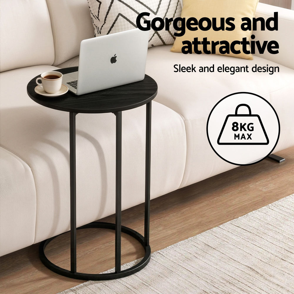 Cora C-Shaped Round Side Table Set of 2 – Black – product view 2