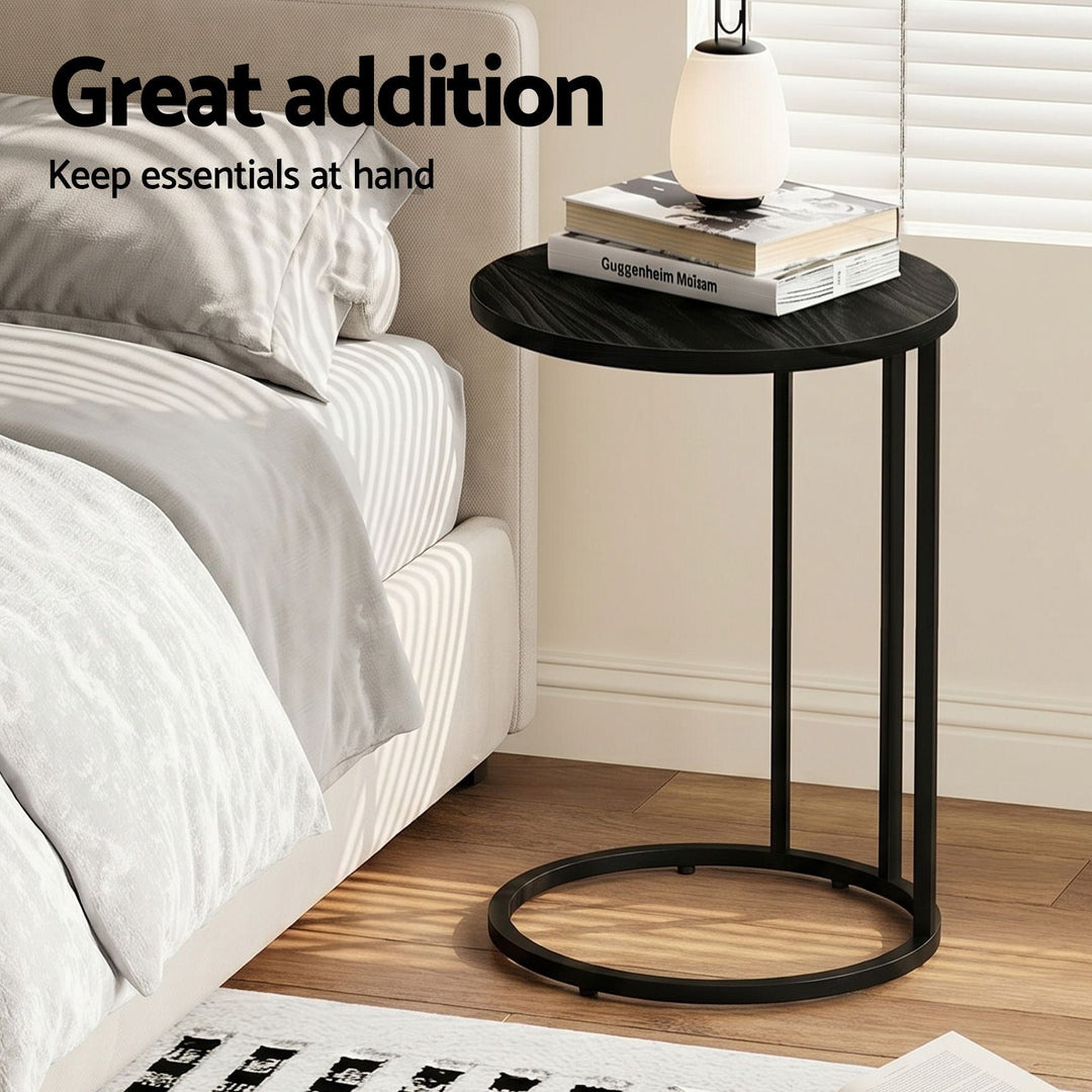 Cora C-Shaped Round Side Table Set of 2 – Black – product view 6