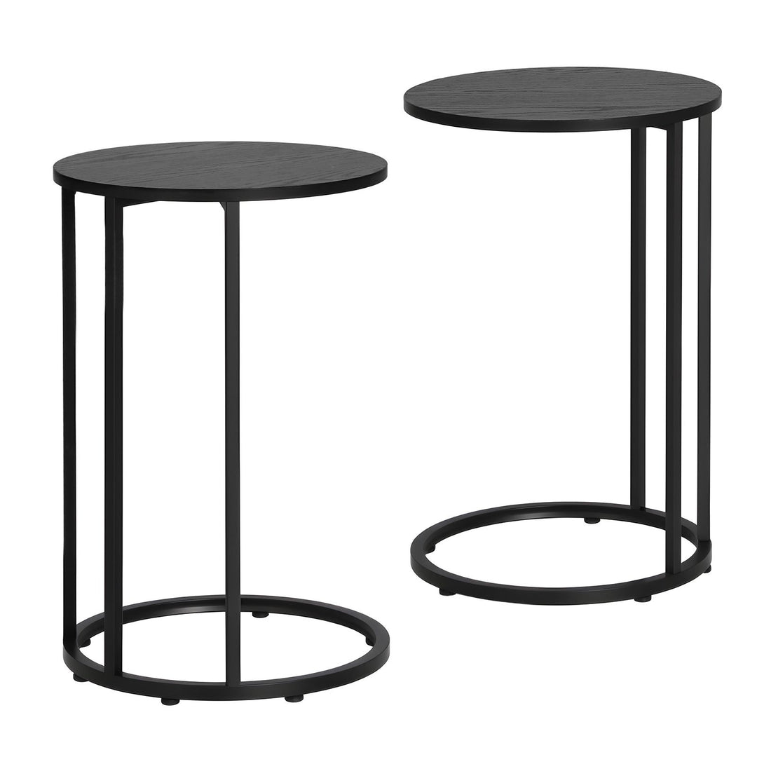 Cora C-Shaped Round Side Table Set of 2 – Black – product view 7