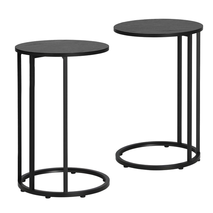 Cora C-Shaped Round Side Table Set of 2 – Black – product view 7
