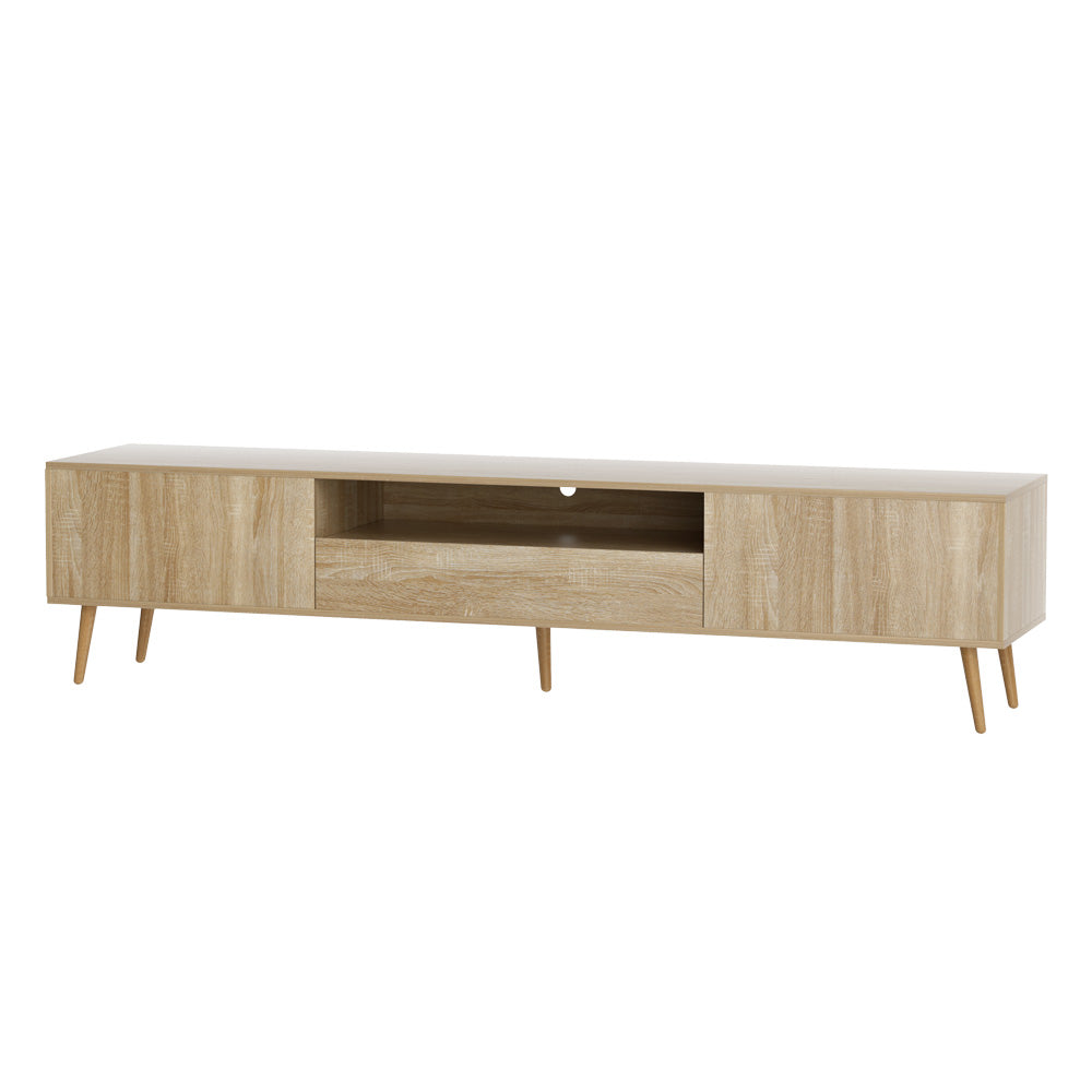 Alex Lowline TV Entertainment Unit – Rubberwood Legs, Handle-Free Design | 200cm | Pine - Greenora Living