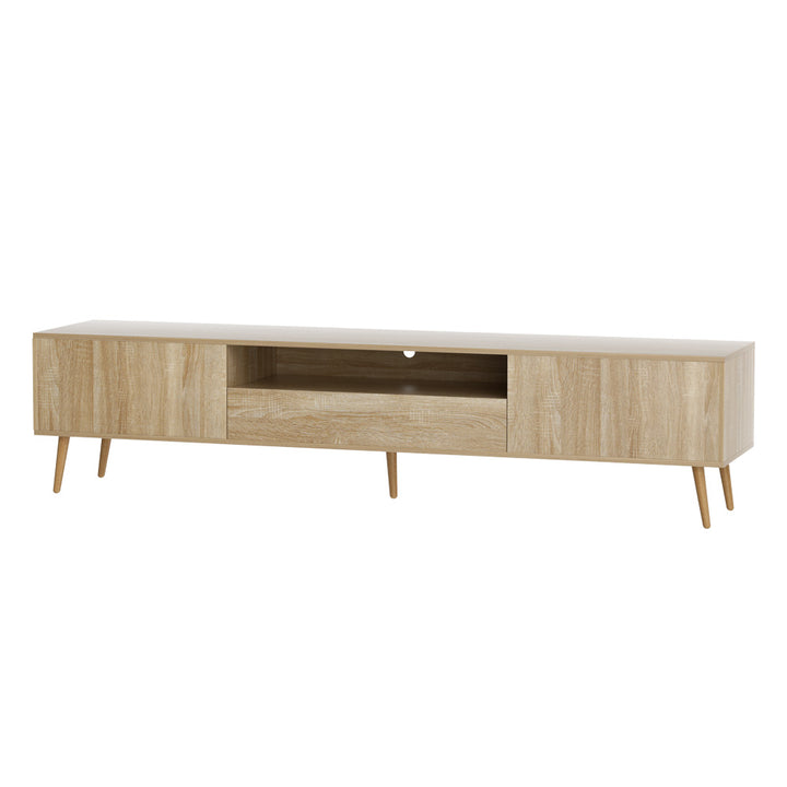 Alex Lowline TV Entertainment Unit – Rubberwood Legs, Handle-Free Design | 200cm | Pine - Greenora Living