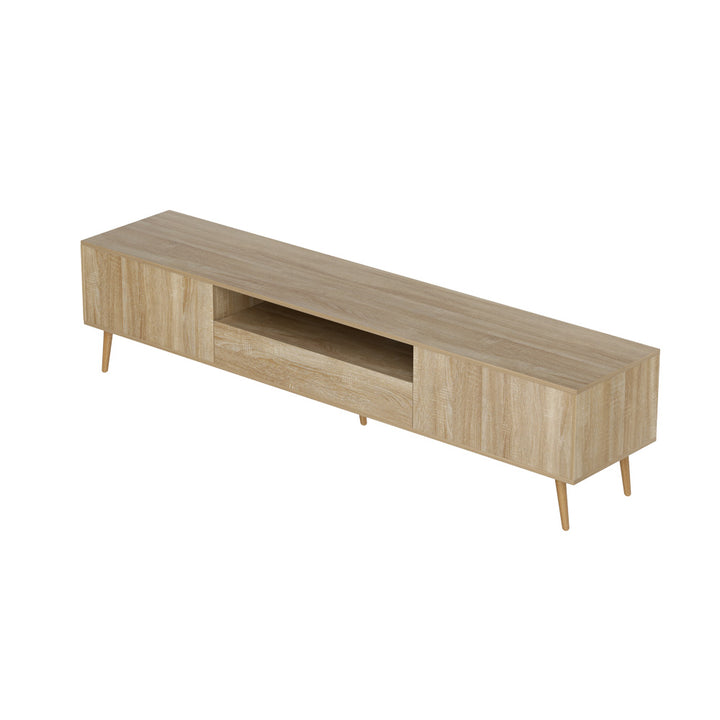 Alex Lowline TV Entertainment Unit – Rubberwood Legs, Handle-Free Design | 200cm | Pine - Greenora Living