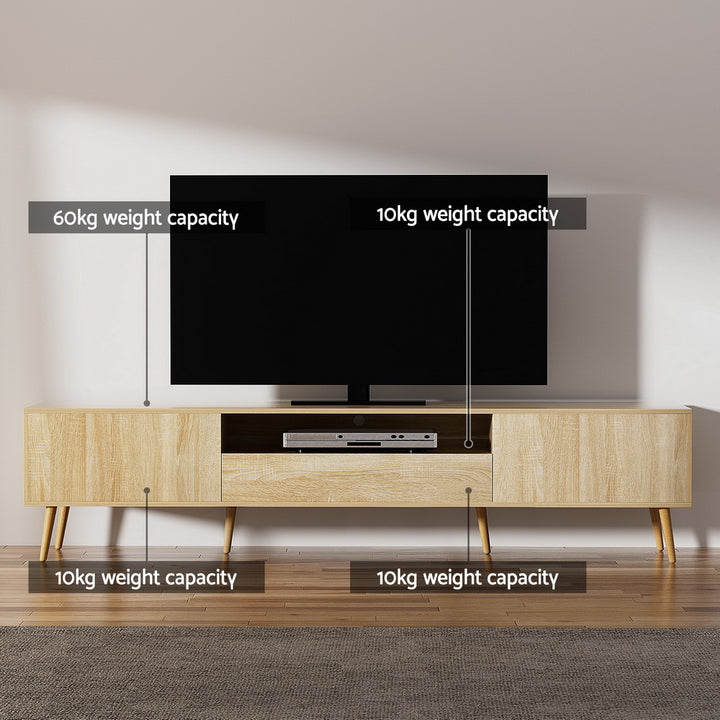 Alex Lowline TV Entertainment Unit – Rubberwood Legs, Handle-Free Design | 200cm | Pine - Greenora Living