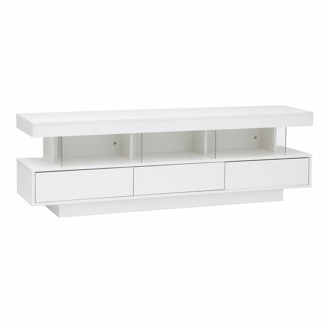 White App-Controlled RGB LED TV Unit 160cm Push-Open Drawers | Greenora Living Australia