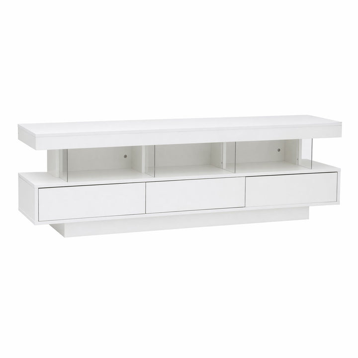 White App-Controlled RGB LED TV Unit 160cm Push-Open Drawers | Greenora Living Australia