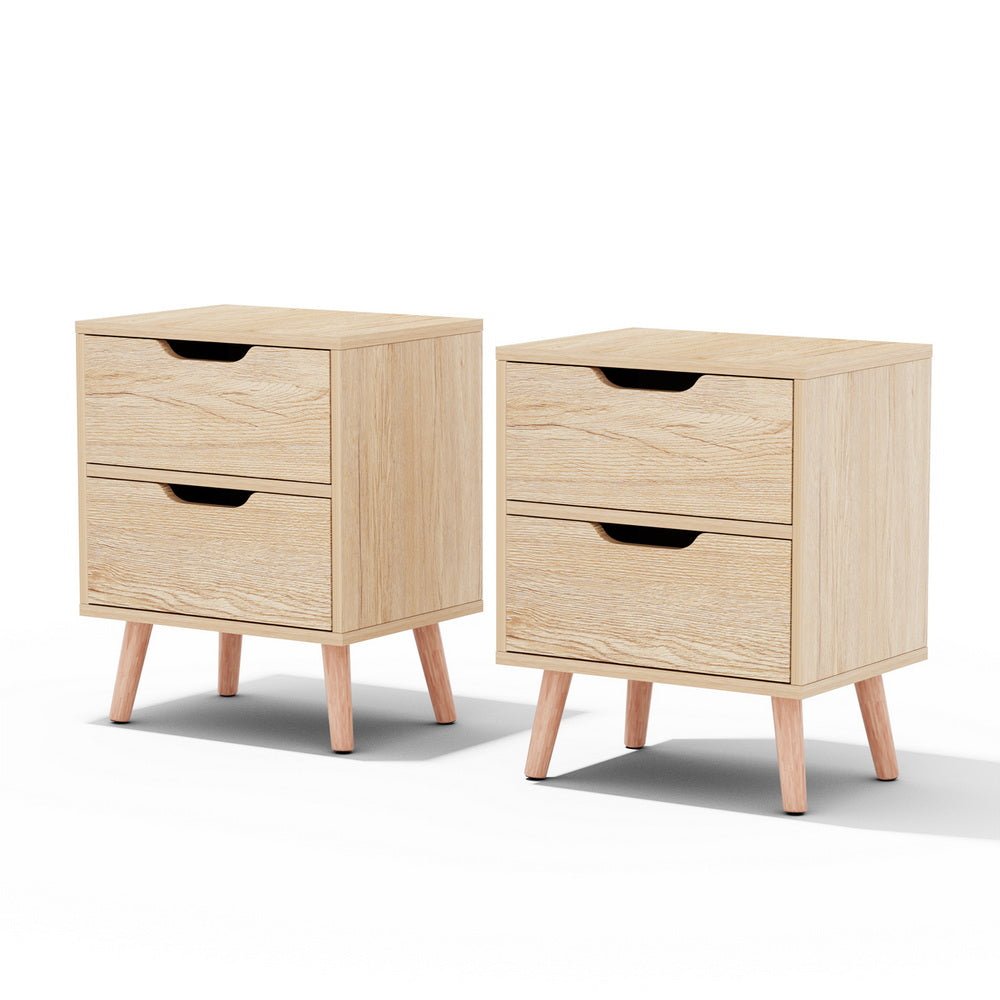 Pine Bedside Tables with 2 Drawers – Set of 2, Scandi Style, 40cm – product view 3