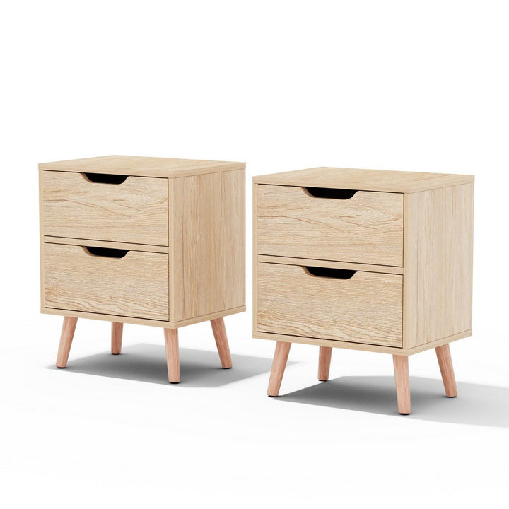 Pine Bedside Tables with 2 Drawers – Set of 2, Scandi Style, 40cm – product view 3