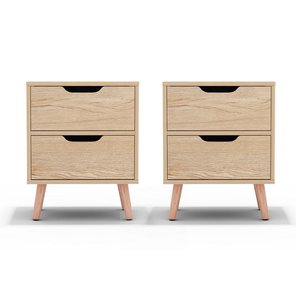 Pine Bedside Tables with 2 Drawers – Set of 2, Scandi Style, 40cm – product view 5