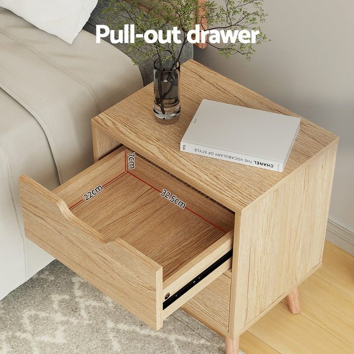 Pine Bedside Tables with 2 Drawers – Set of 2, Scandi Style, 40cm – product view 6