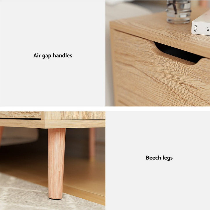 Pine Bedside Tables with 2 Drawers – Set of 2, Scandi Style, 40cm – product view 7