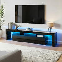 Black RGB LED TV Entertainment Unit 189cm High Gloss | Greenora Living Australia