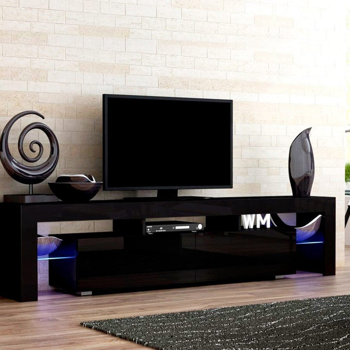 Black RGB LED TV Entertainment Unit 189cm High Gloss | Greenora Living Australia