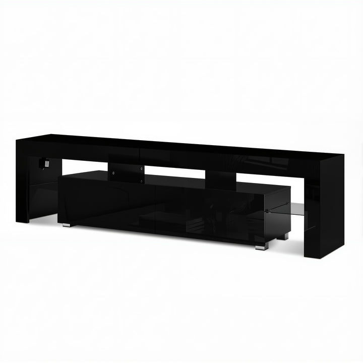 Black RGB LED TV Entertainment Unit 189cm High Gloss | Greenora Living Australia