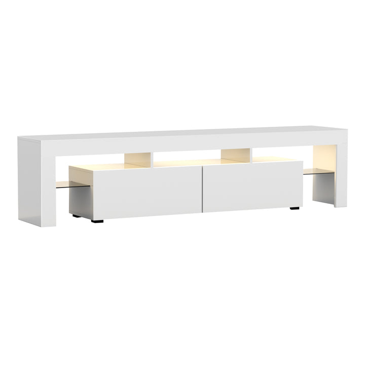 White RGB LED TV Entertainment Unit 189cm High Gloss | Greenora Living Australia