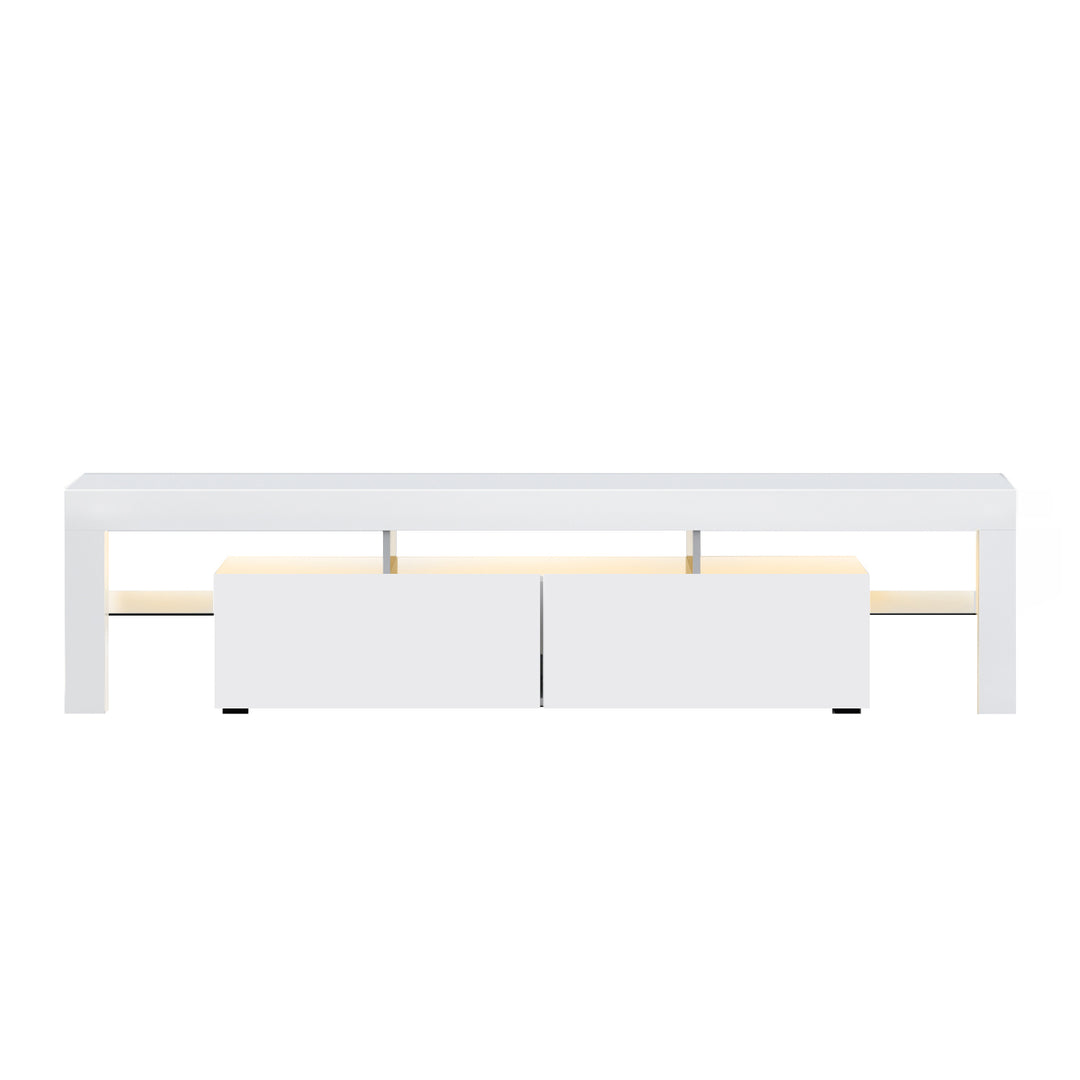 White RGB LED TV Entertainment Unit 189cm High Gloss | Greenora Living Australia