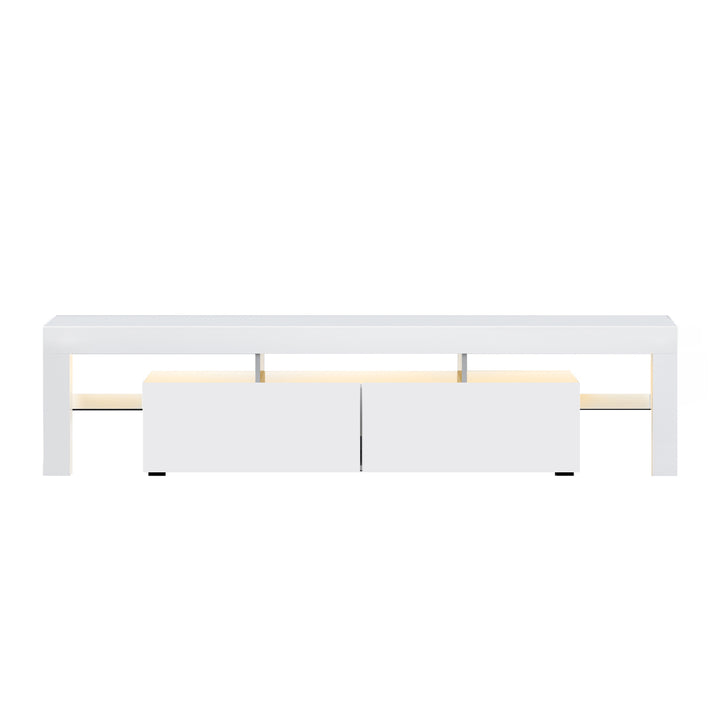White RGB LED TV Entertainment Unit 189cm High Gloss | Greenora Living Australia