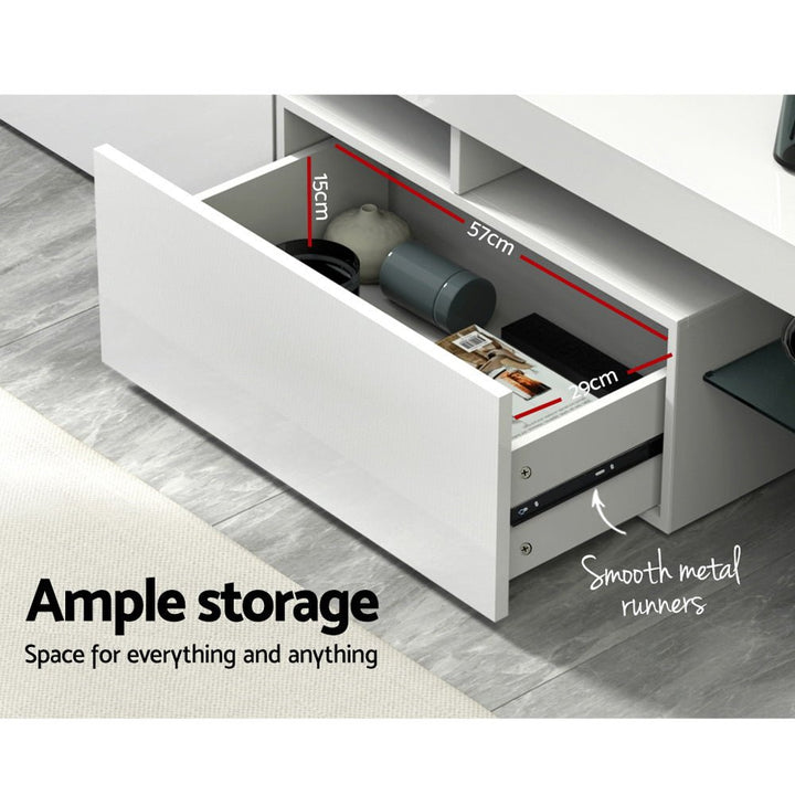 White RGB LED TV Entertainment Unit 189cm High Gloss | Greenora Living Australia