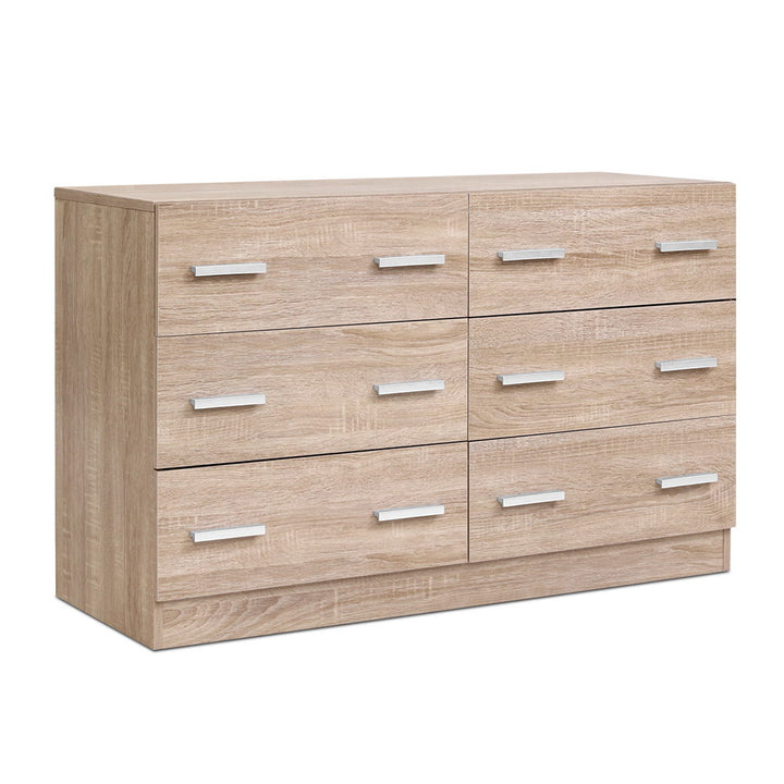 Nordic Pine 6-Drawer Lowboy Dresser – Melamine Finish &amp; Anti-Rust Runners - Greenora Living