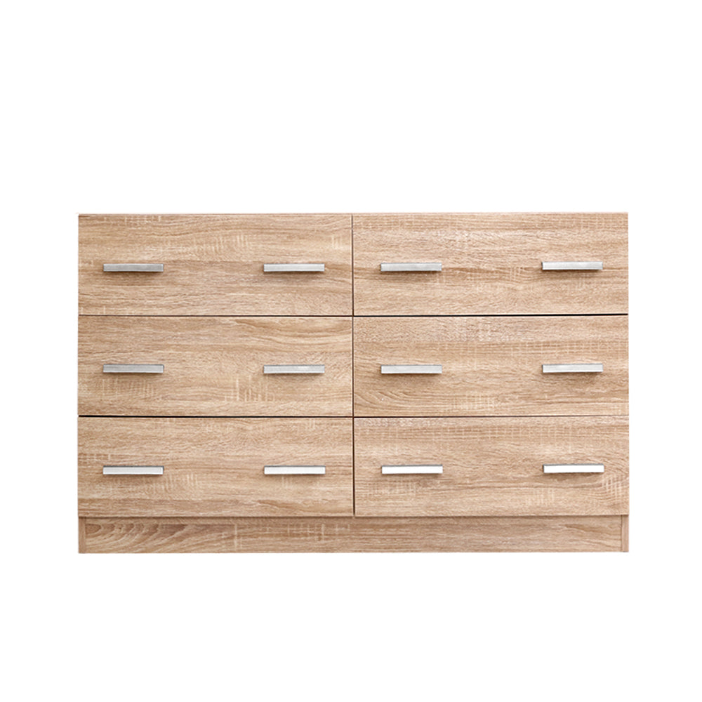 Nordic Pine 6-Drawer Lowboy Dresser – Melamine Finish &amp; Anti-Rust Runners - Greenora Living