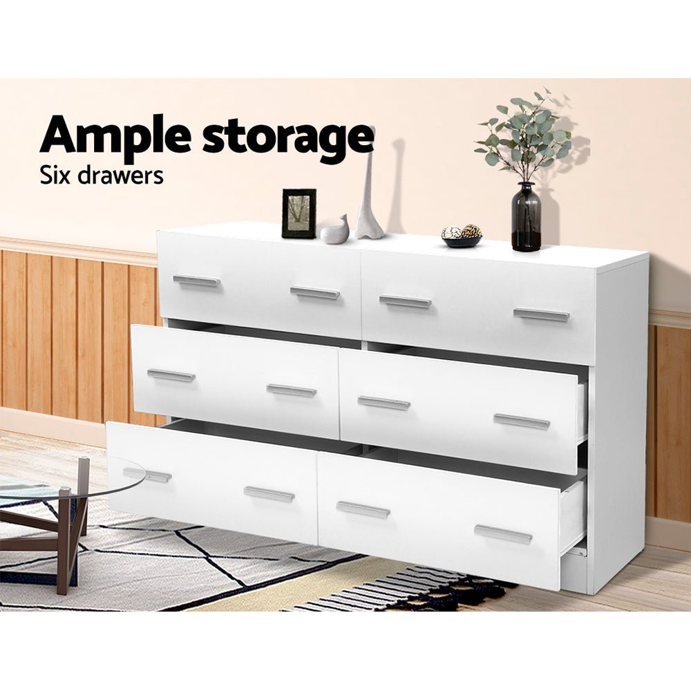Nola 6-Drawer White Lowboy Dresser – product view 2