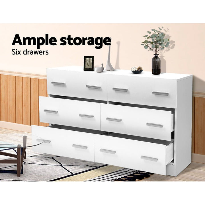 Nola 6-Drawer White Lowboy Dresser – product view 2