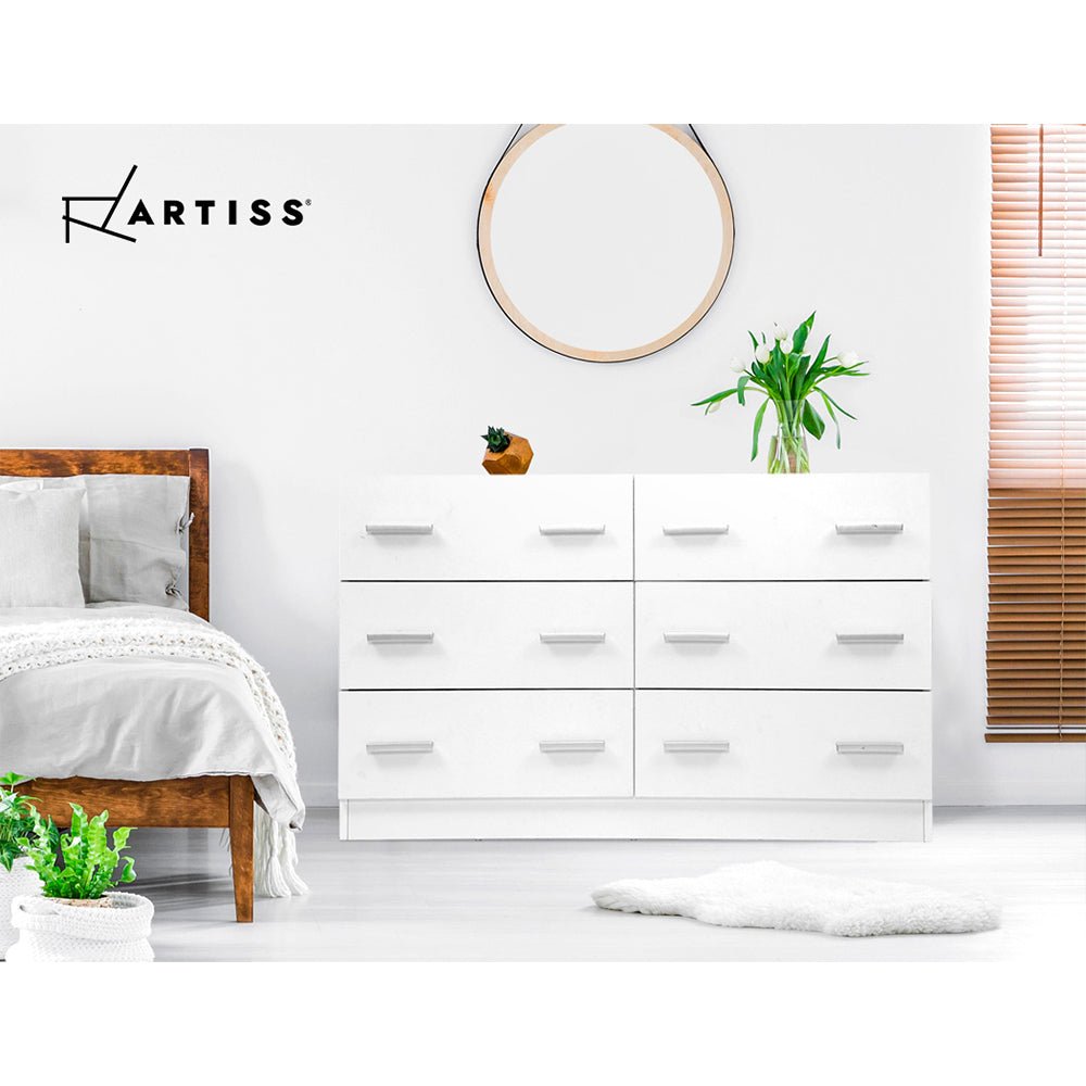 Nola 6-Drawer White Lowboy Dresser – product view 7