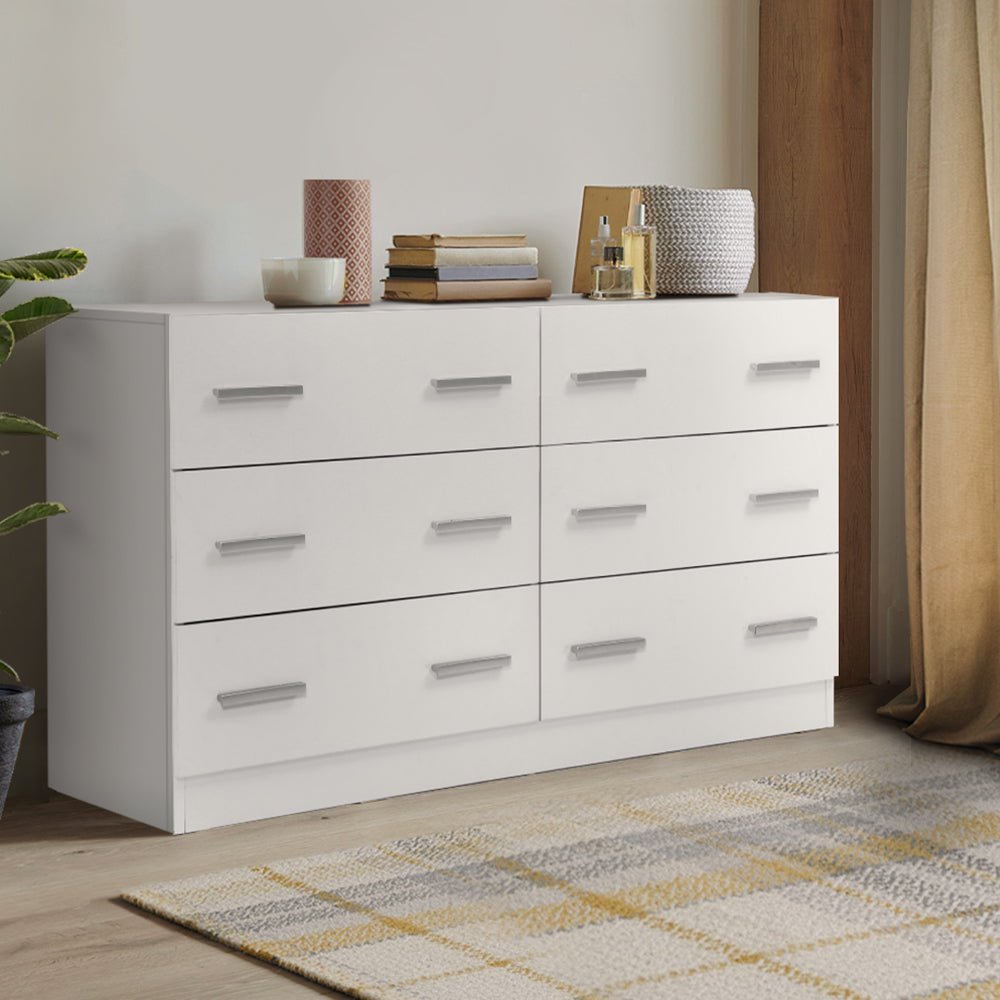 Nola 6-Drawer White Lowboy Dresser