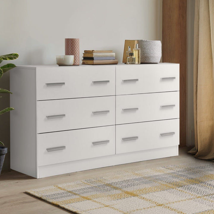 Nola 6-Drawer White Lowboy Dresser