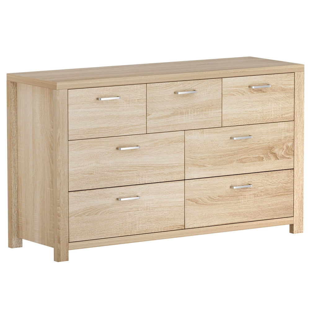 Scandi Oak 7-Drawer Chest of Drawers – Honeycomb Board & Anti-Rust Runners | Pine Legs - Greenora Living