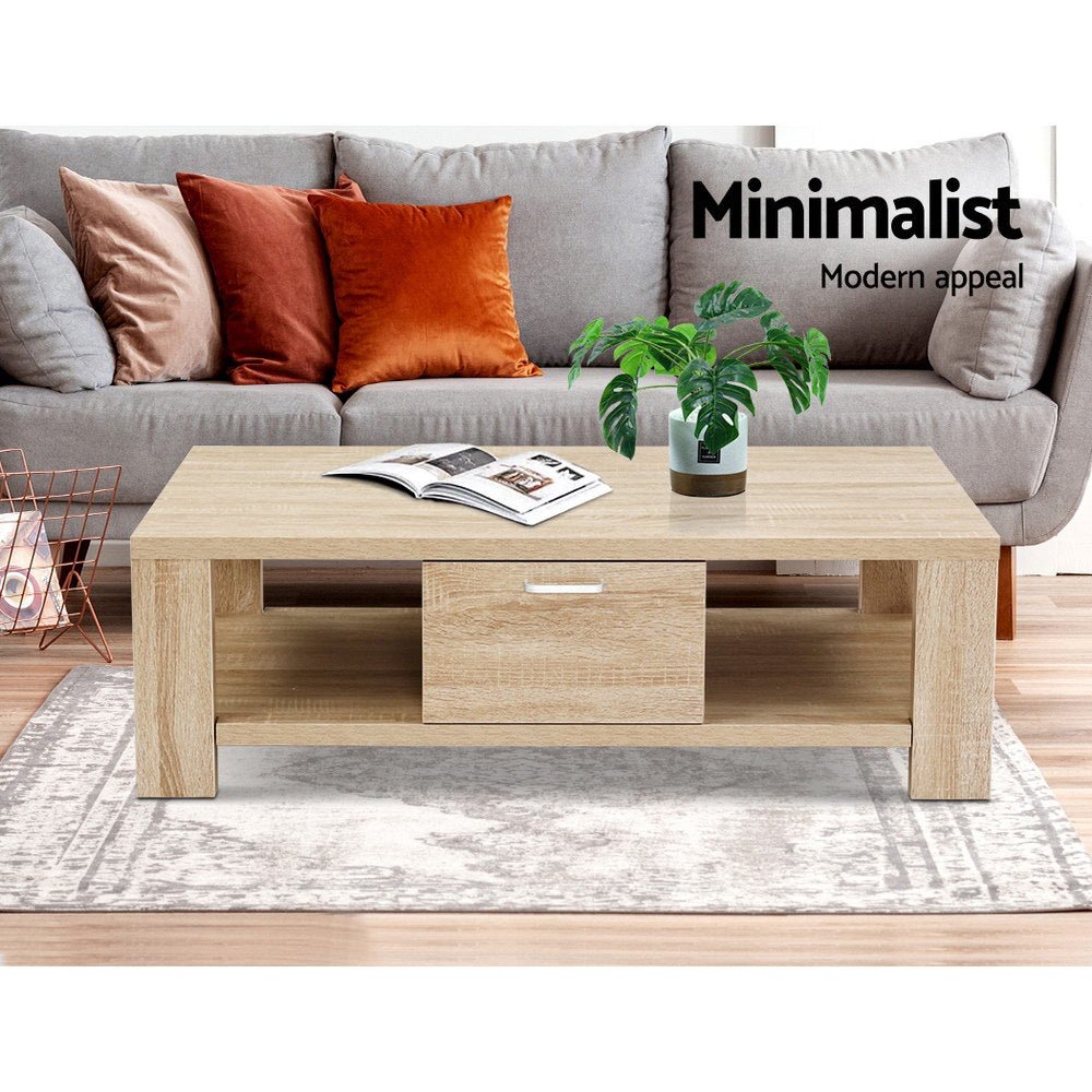 Maxi Oak Coffee Table with Drawer – product view 2