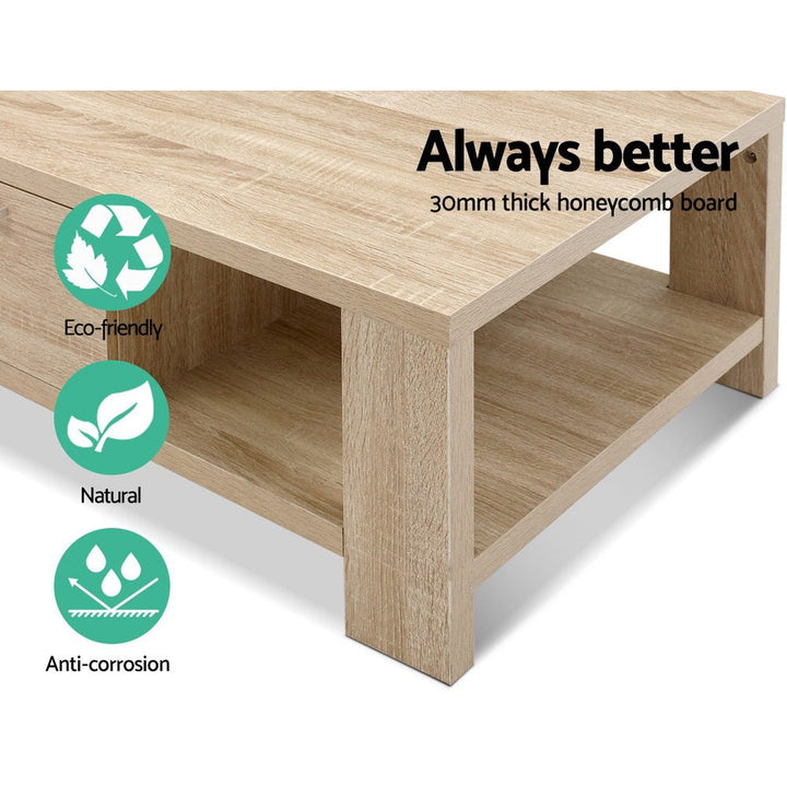 Maxi Oak Coffee Table with Drawer – product view 5