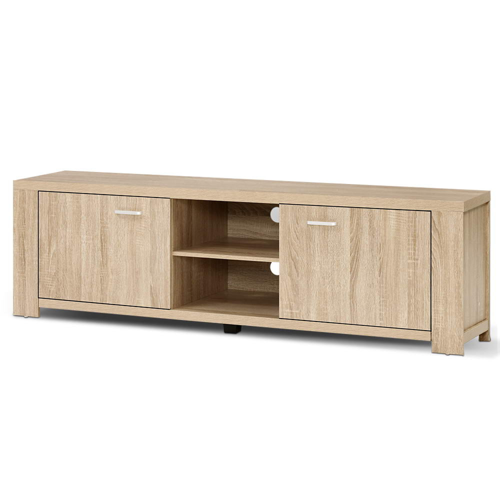 Maxi Pine TV Entertainment Unit – 2 Deep Cabinets, 2 Open Shelves &amp; 30mm Honeycomb Board | Natural Woodgrain | 160cm - Greenora Living