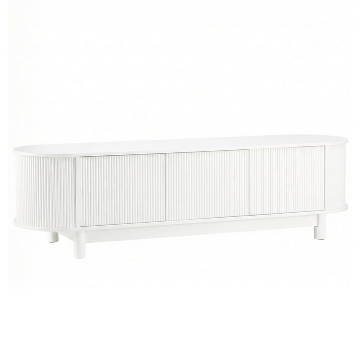 Pearl Flute 160cm White TV Unit – Push-to-Open Cabinets &amp; Soft-Close Hinges - Greenora Living