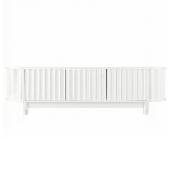 Pearl Flute 160cm White TV Unit – Push-to-Open Cabinets &amp; Soft-Close Hinges - Greenora Living