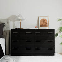 6-Drawer Lowboy Dresser | Black, Anti-Rust Runners & Durable Melamine Finish | Greenora Living Australia