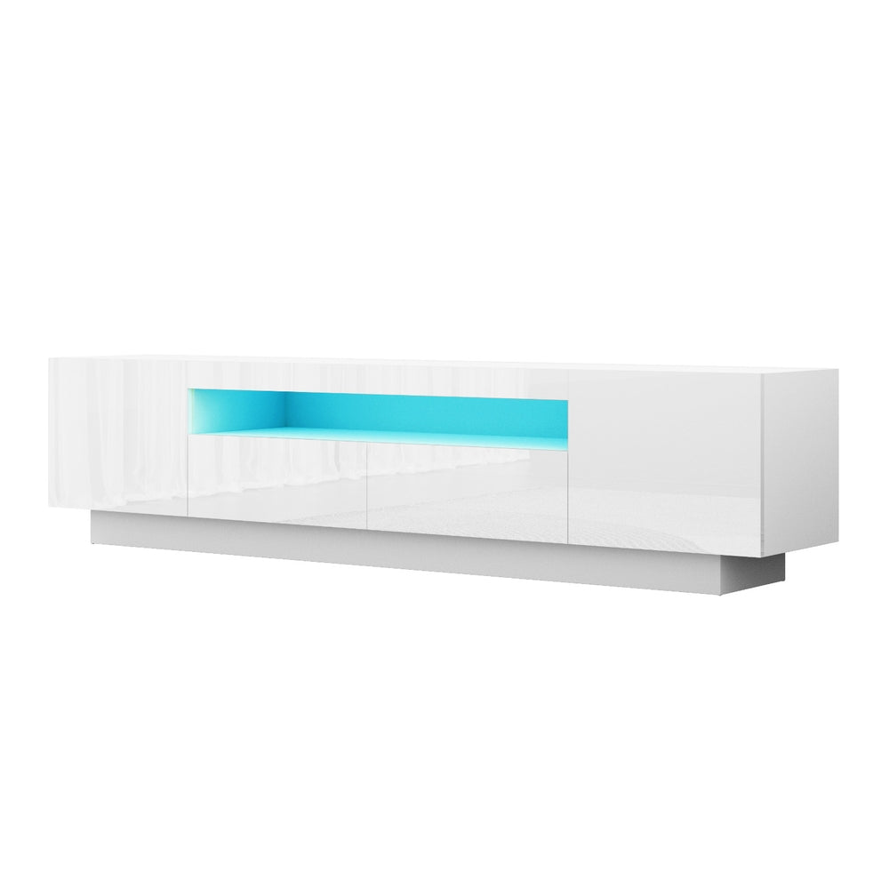 Radiant White RGB LED TV Entertainment Unit – 2 Cabinets, 2 Drawers & High Gloss Finish | 180cm - Greenora Living