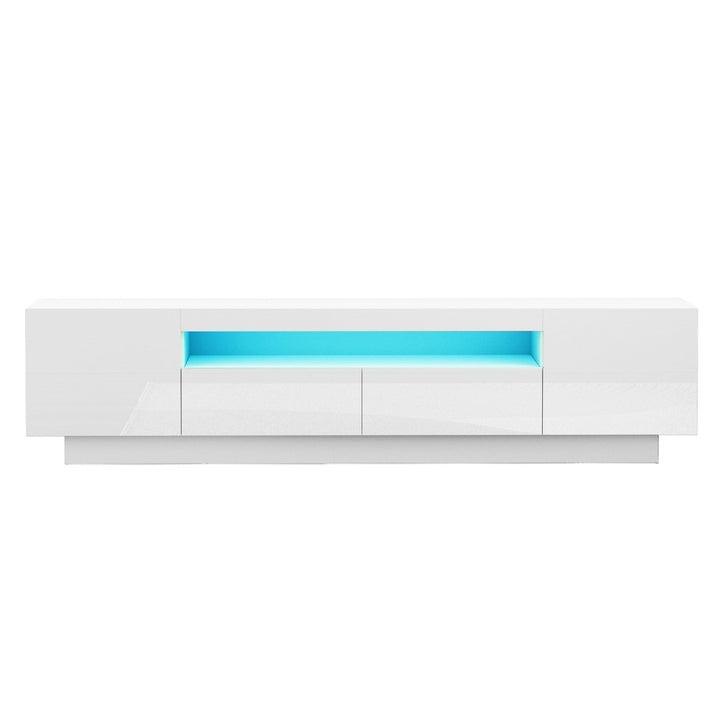 Radiant White RGB LED TV Entertainment Unit – 2 Cabinets, 2 Drawers &amp; High Gloss Finish | 180cm - Greenora Living