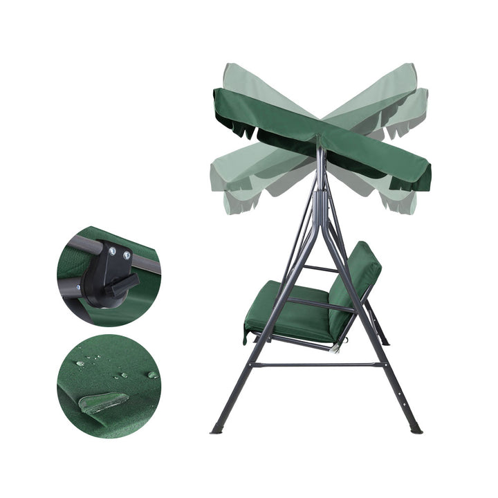 3-Seater Outdoor Swing Chair with Adjustable UV Canopy – Dark Green - Greenora Living