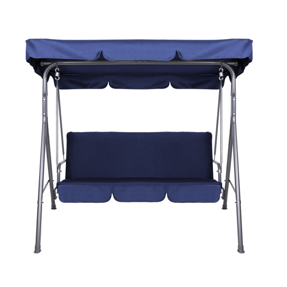3-Seater Outdoor Swing Chair with Adjustable UV Canopy – Navy Blue - Greenora Living