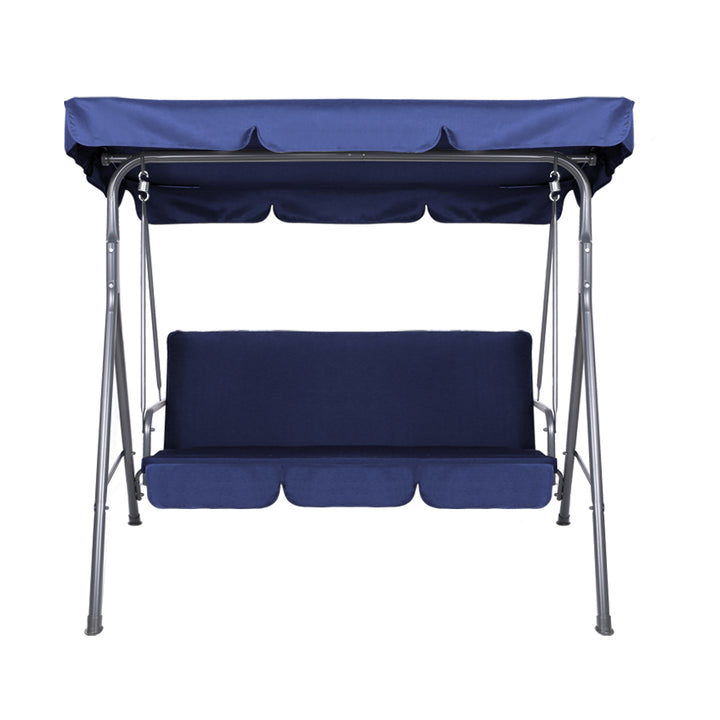 3-Seater Outdoor Swing Chair with Adjustable UV Canopy – Navy Blue - Greenora Living