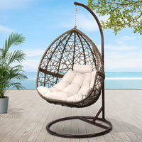 Latte Rattan Hanging Egg Pod Chair | Greenora Living Australia