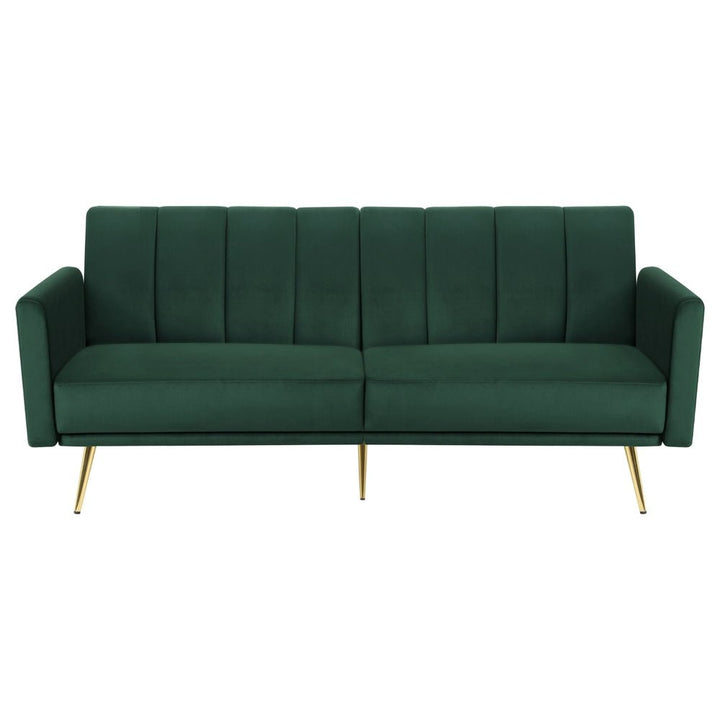 Emerald Stripe Velvet Sofa Bed | 3-Seater, Adjustable Armrests &amp; 300kg Rated | Greenora Living Australia