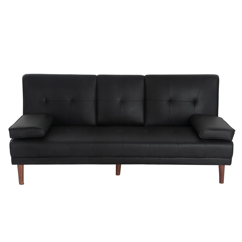 Urban Comfort 3-Seater Sofa Bed | Click-Clack, Built-In Table & Cup Holders | Black | Greenora Living Australia