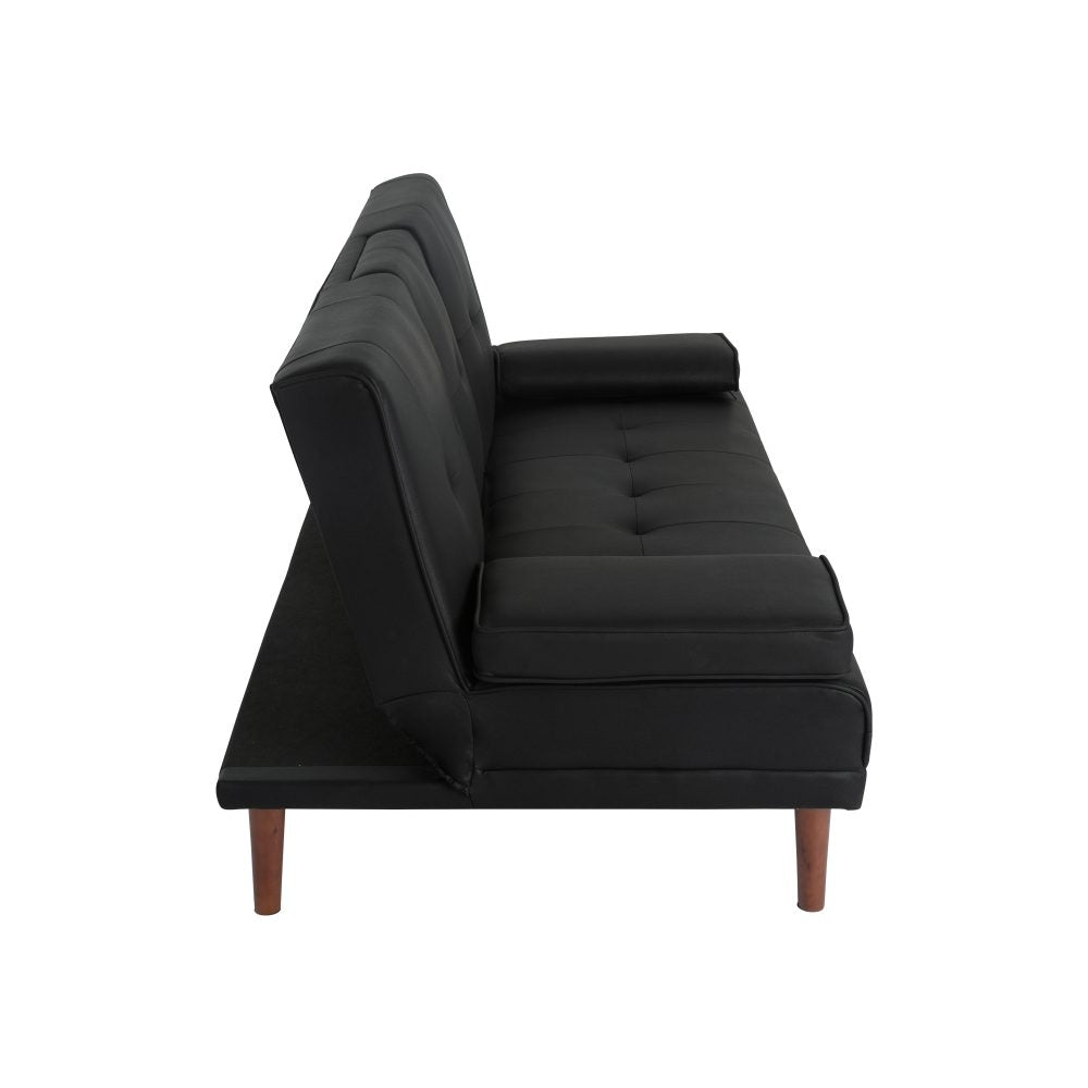 Urban Comfort 3-Seater Sofa Bed | Click-Clack, Built-In Table &amp; Cup Holders | Black | Greenora Living Australia