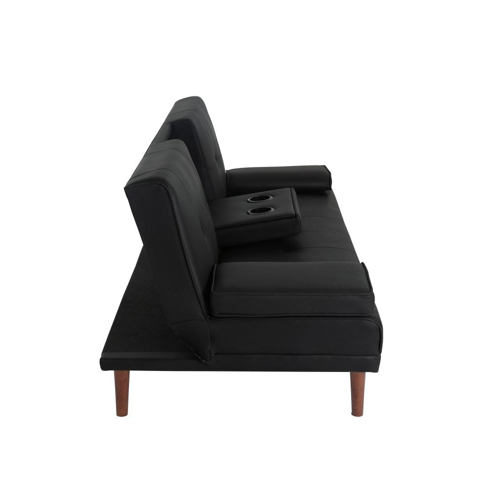 Urban Comfort 3-Seater Sofa Bed | Click-Clack, Built-In Table &amp; Cup Holders | Black | Greenora Living Australia