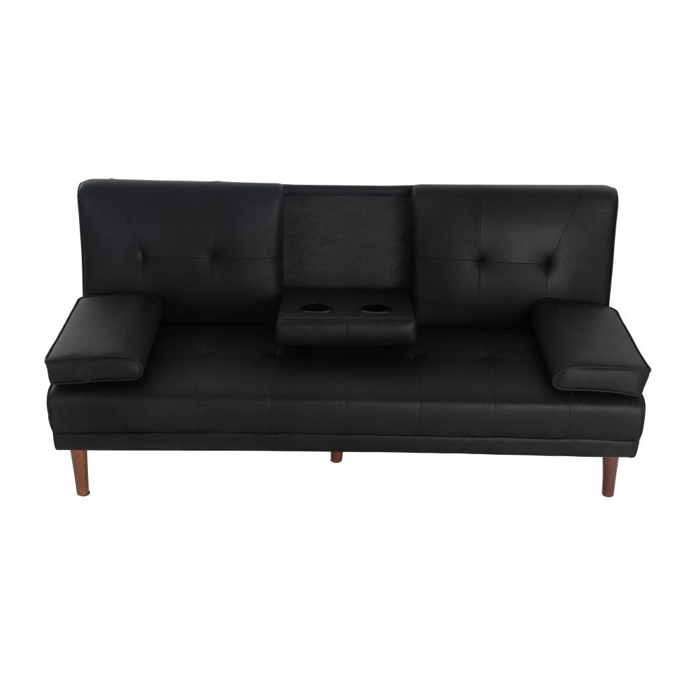 Urban Comfort 3-Seater Sofa Bed | Click-Clack, Built-In Table &amp; Cup Holders | Black | Greenora Living Australia