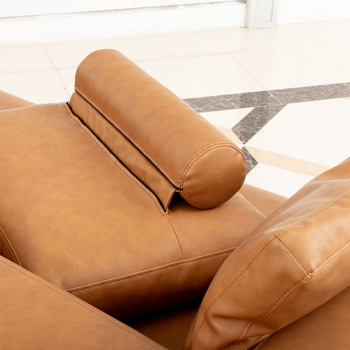 Arlo Modern Cognac 3-Seater Sofa | PU Leather, Solid Wood Frame &amp; Spring Suspension | Greenora Living Australia