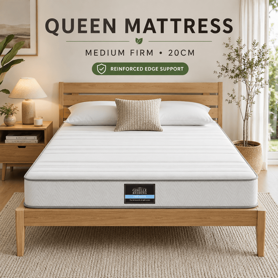 Queen Mattress 20cm Pocket Spring Egg-Crate Foam Medium Firm – product view 2