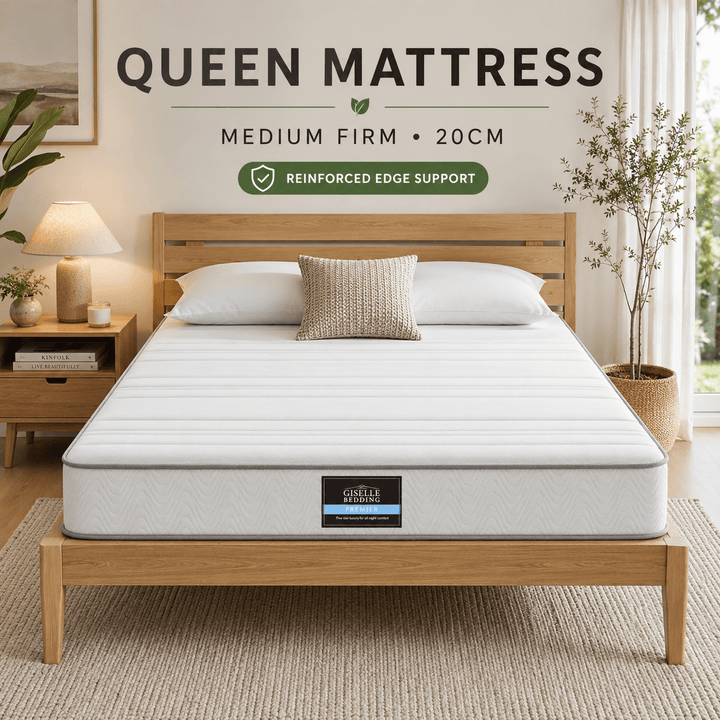 Queen Mattress 20cm Pocket Spring Egg-Crate Foam Medium Firm – product view 2
